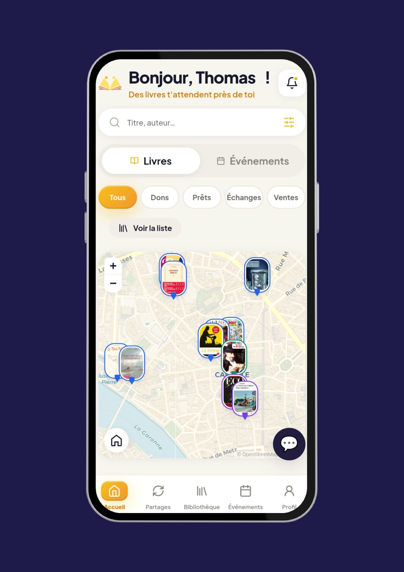 Application Livract - plateforme de partage de livres et événements littéraires locaux